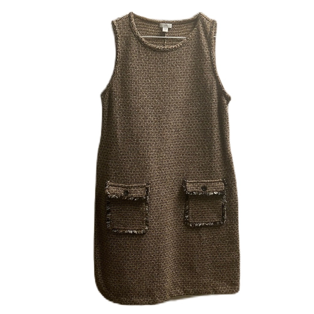 J. Jill, 74% Cotton, Sleeveless, Front Pockets, Small Scoop Neck Dress, Multi, S